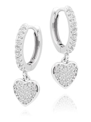 Beaverbrooks Cubic Zirconia Heart Charm Hoop Earrings - Image 1 of 3