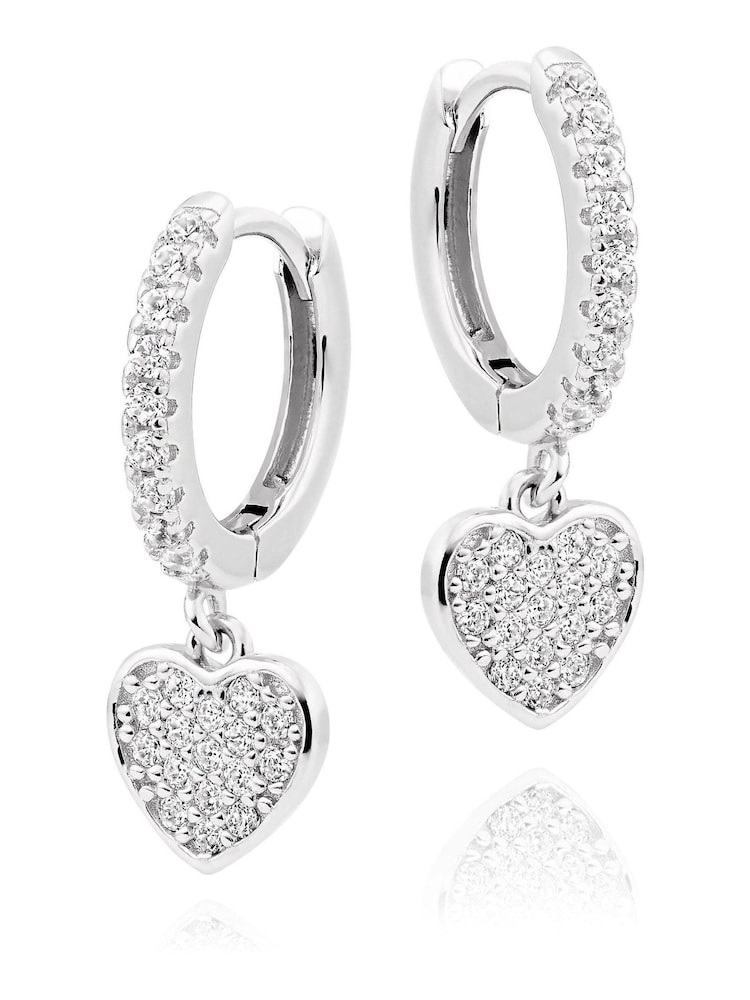 Beaverbrooks Cubic Zirconia Heart Charm Hoop Earrings - Image 1 of 3