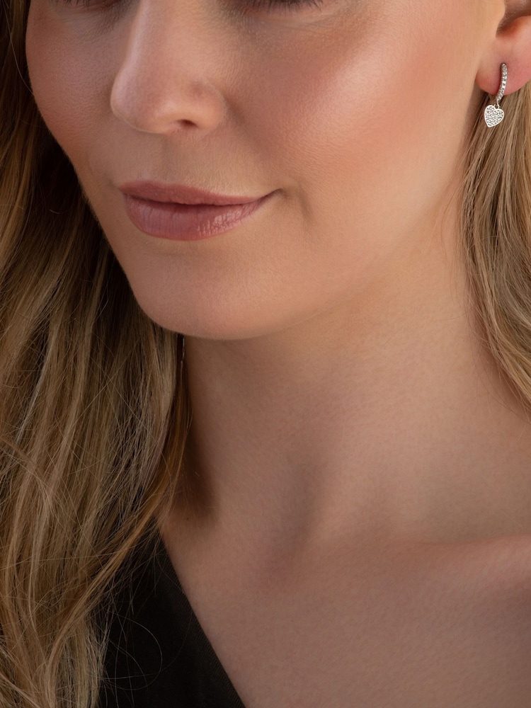 Beaverbrooks Cubic Zirconia Heart Charm Hoop Earrings - Image 2 of 3