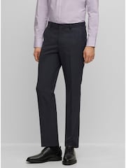 BOSS Grey Leon Melange Stretch Regular Fit Trousers - Image 1 of 1