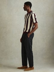 Reiss White/Bordeaux Paros Knitted Half-Zip Polo Shirt - Image 4 of 6