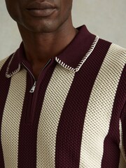 Reiss White/Bordeaux Paros Knitted Half-Zip Polo Shirt - Image 5 of 6