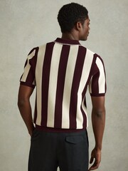 Reiss White/Bordeaux Paros Knitted Half-Zip Polo Shirt - Image 6 of 6