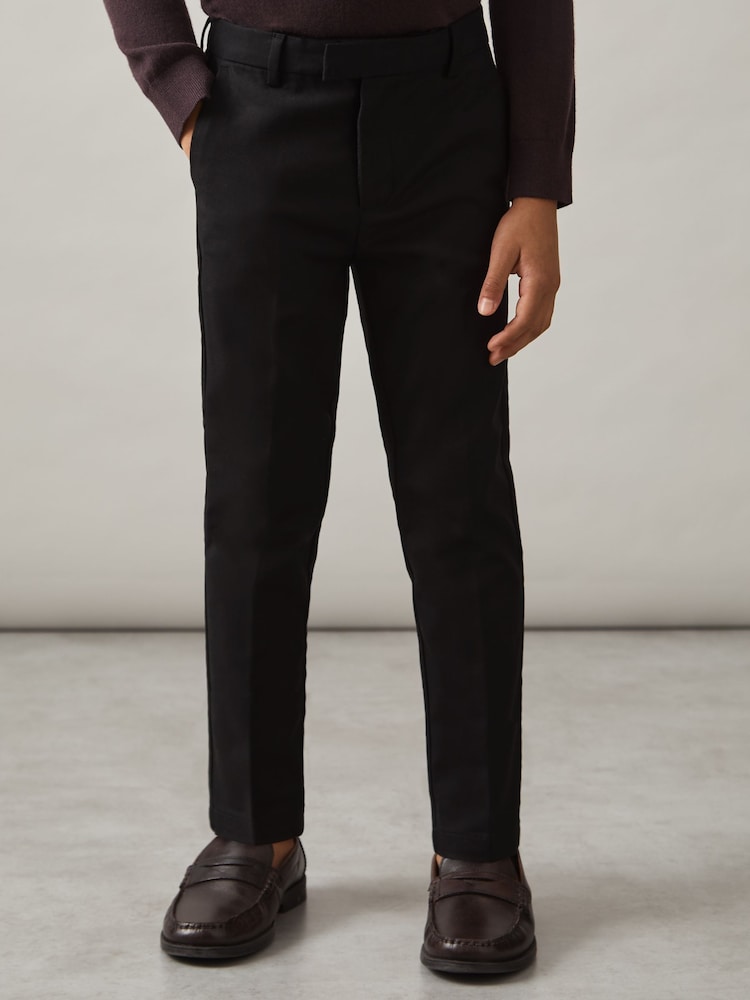 Reiss Black Eastbury 3-9 yrs Slim Fit Tapered Chinos - Image 1 of 4