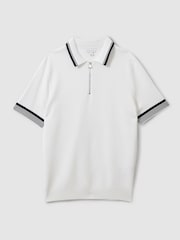 Reiss Optic White Chelsea Half-Zip Polo Shirt - Image 2 of 6