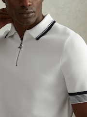 Reiss Optic White Chelsea Half-Zip Polo Shirt - Image 4 of 6