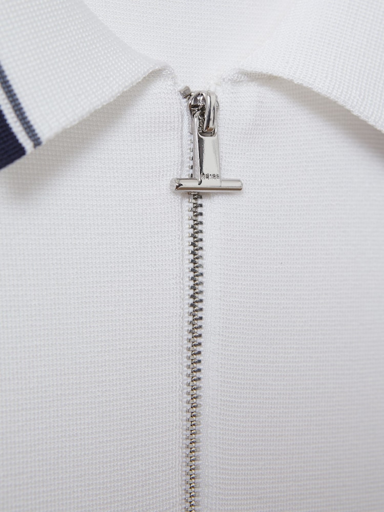 Reiss Optic White Chelsea Half-Zip Polo Shirt - Image 6 of 6