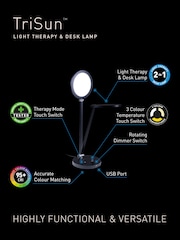 Daylight Company Black TriSun 2in1 SAD Therapy & Desk Lamp - Image 4 of 5