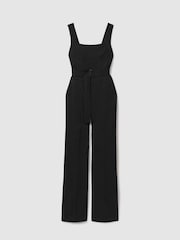 Reiss Black Kim Cross Back Belted Jumpsuit - Image 2 of 6