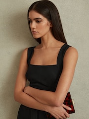 Reiss Black Kim Cross Back Belted Jumpsuit - Image 4 of 6