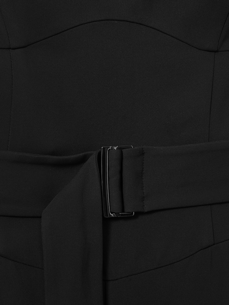 Reiss Black Kim Cross Back Belted Jumpsuit - Image 6 of 6