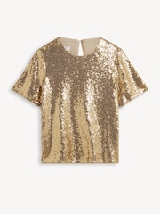 Hobbs Gold Lilibet Sequin Top - Image 5 of 5
