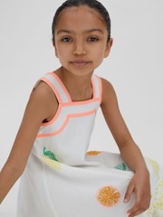 Reiss Ivory Print Arabella 9-13 yrs Cotton-Linen Broderie Dress - Image 1 of 4