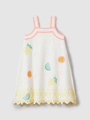 Reiss Ivory Print Arabella 9-13 yrs Cotton-Linen Broderie Dress - Image 2 of 4