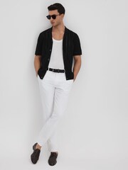 Reiss Black Heartwood Embroidered Cuban Collar Shirt - Image 3 of 6