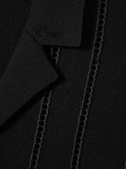 Reiss Black Heartwood Embroidered Cuban Collar Shirt - Image 6 of 6