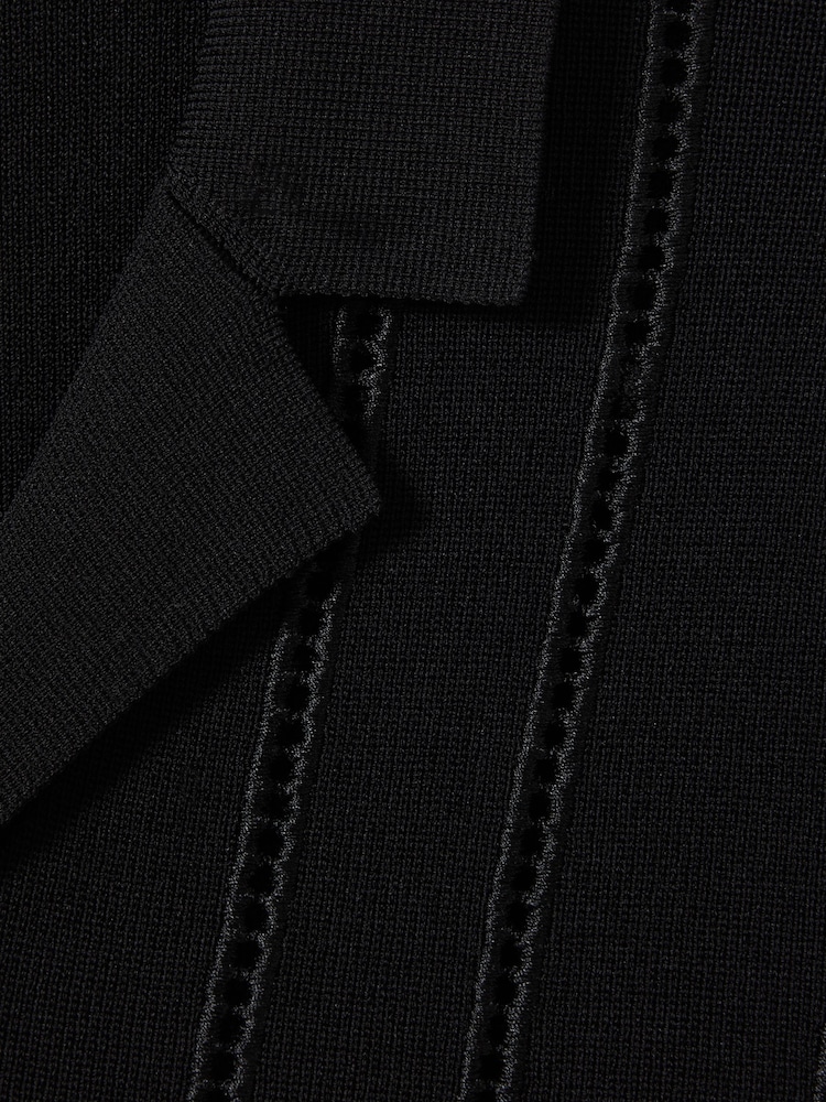 Reiss Black Heartwood Embroidered Cuban Collar Shirt - Image 6 of 6