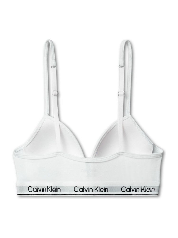 Calvin Klein White Triangle Bra - Icon Cotton Stretch - Image 2 of 2 Calvin Klein White Triangle Bra - Icon Cotton Stretch - Image 2 of 2