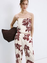 Mango Cream Floral Straight-Leg Trousers - Image 2 of 7