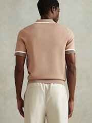 Reiss Warm Taupe Chelsea Half-Zip Polo Shirt - Image 5 of 6