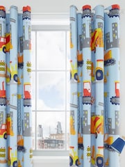 Catherine Lansfield Blue Construction Blackout Eyelet Curtains - Image 2 of 3