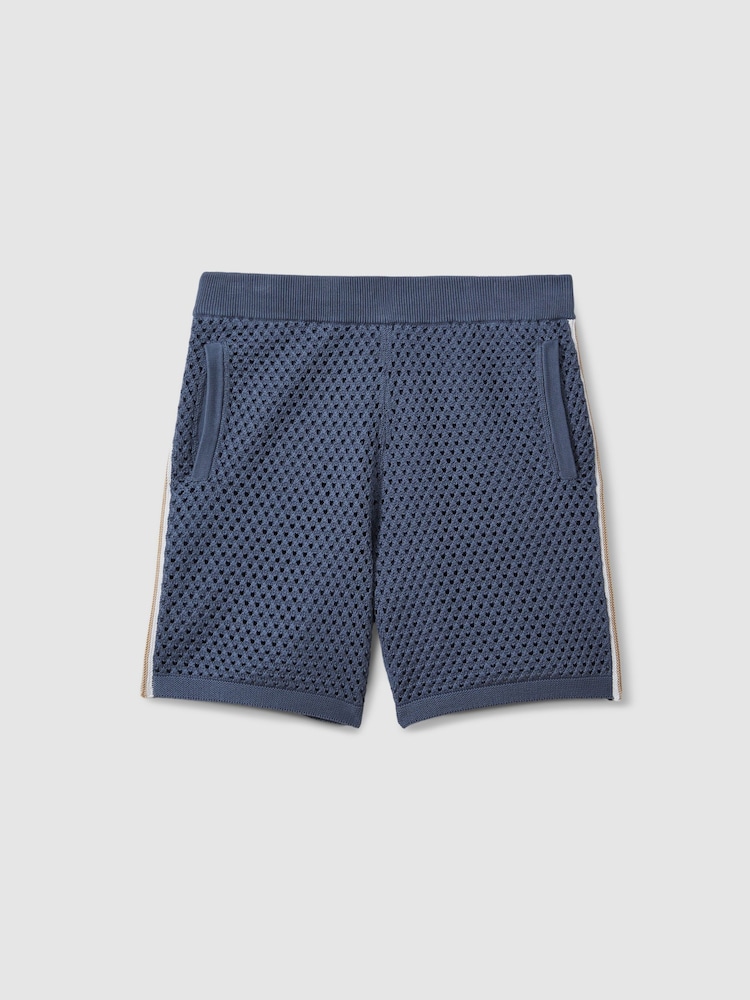 Airforce Blue - Шорты из хлопкового Blend в стиле кроше с затягивающимся шнурком Reiss Creek - Изображение 2 из 4