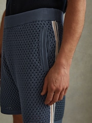 Airforce Blue - Шорты из хлопкового Blend в стиле кроше с затягивающимся шнурком Reiss Creek - Изображение 3 из 4