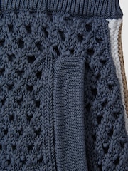 Airforce Blue - Шорты из хлопкового Blend в стиле кроше с затягивающимся шнурком Reiss Creek - Изображение 4 из 4