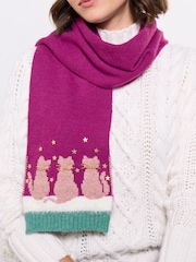 Joe Browns Pink Cosy Cats Winter Scarf - Image 1 of 5