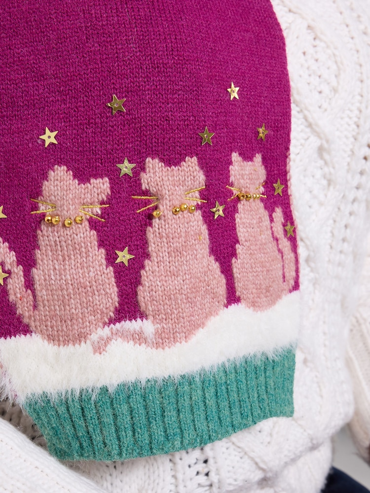 Joe Browns Pink Cosy Cats Winter Scarf - Image 5 of 5 Joe Browns Pink Cosy Cats Winter Scarf - Image 5 of 5
