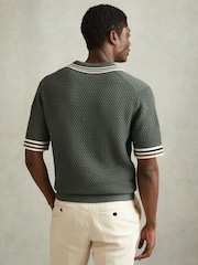 Verde salvia oscuro - Camisa de ganchillo de mezcla de algodón Coulson de Reiss - Imagen 5 de 6