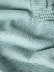 Whistles Blue Cotton V-Neck Relaxed Knit Jumper - Image 6 of 6