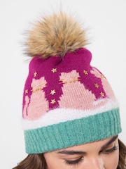 Joe Browns Pink Cosy Cats Winter Bobble Hat - Image 3 of 6