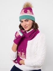 Joe Browns Pink Cosy Cats Winter Bobble Hat - Image 4 of 6