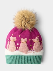 Joe Browns Pink Cosy Cats Winter Bobble Hat - Image 5 of 6