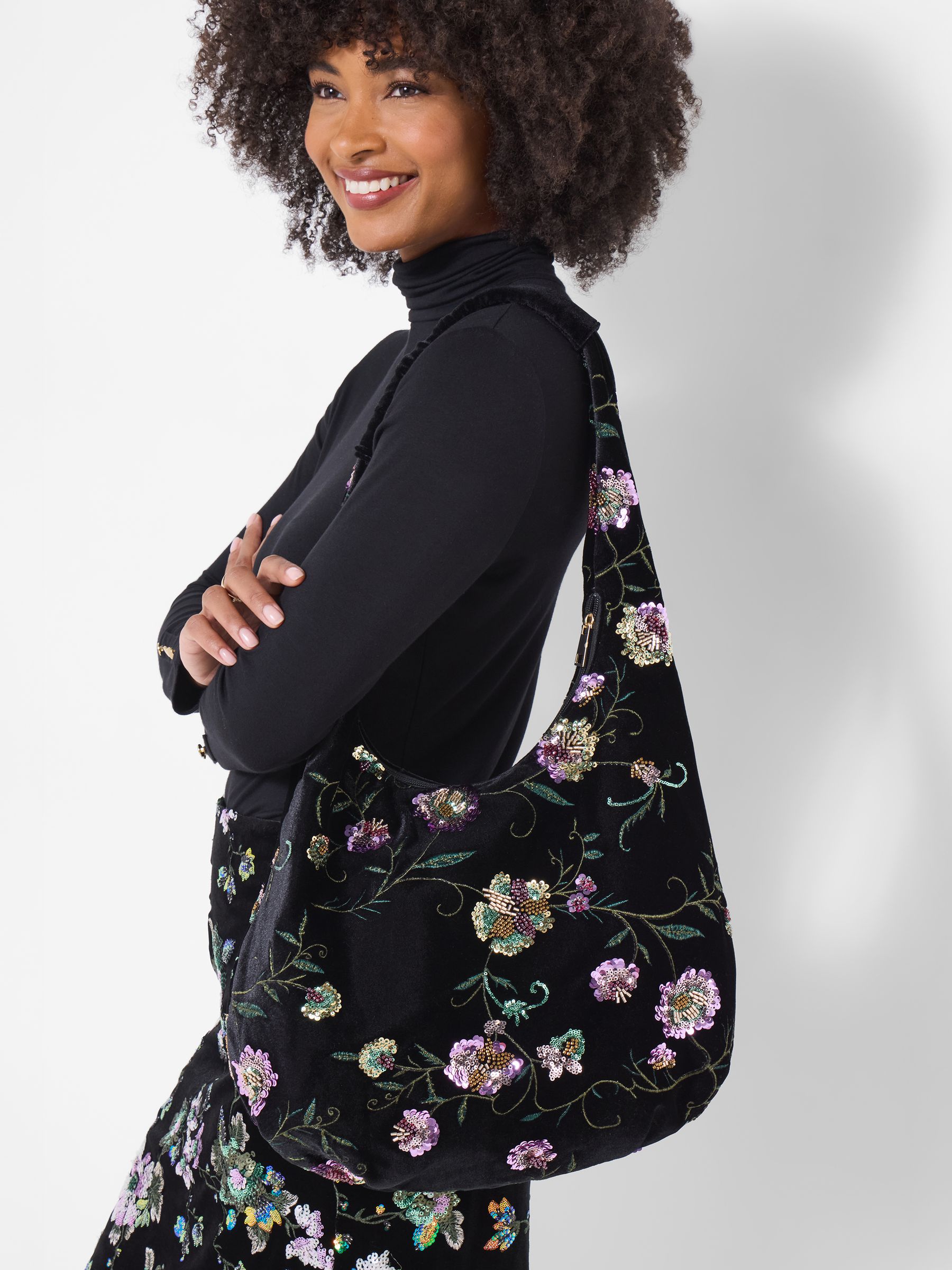 Joe Browns Women's Black Sequin Hobo Bag - Image 3