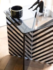 Rockett St George Clear Mono Stripe Side Table - Image 3 of 7