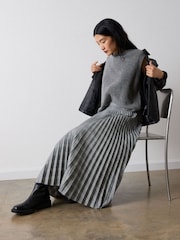 Whistles Grey Check Pleated Midi Skirt - Image 4 of 6