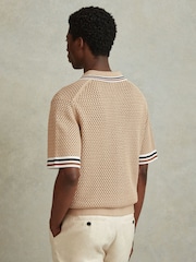 Reiss Soft Taupe Coulson Cotton Blend Crochet Shirt - Image 4 of 5
