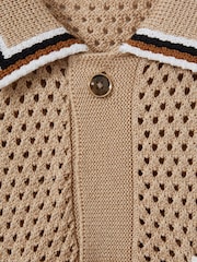 Reiss Soft Taupe Coulson Cotton Blend Crochet Shirt - Image 5 of 5