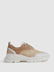 Reiss Neutral Arden Chunky Leather Trainers - Image 1 of 5