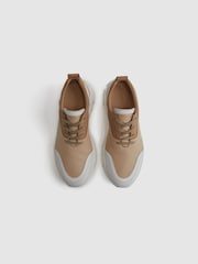 Reiss Neutral Arden Chunky Leather Trainers - Image 3 of 5