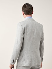 Grey Tailored Fit Signature Nova Fides Italian Linen Suit Jacket - Image 2 of 10