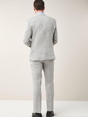 Grey Tailored Fit Signature Nova Fides Italian Linen Suit Jacket - Image 4 of 10