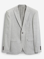 Grey Tailored Fit Signature Nova Fides Italian Linen Suit Jacket - Image 7 of 10