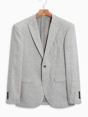 Grey Tailored Fit Signature Nova Fides Italian Linen Suit Jacket - Image 8 of 10