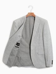Grey Tailored Fit Signature Nova Fides Italian Linen Suit Jacket - Image 9 of 10