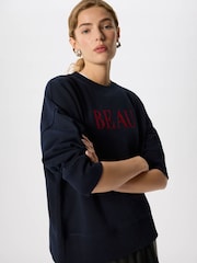 Whistles Blue Beau Logo Sweat Top - Image 2 of 5