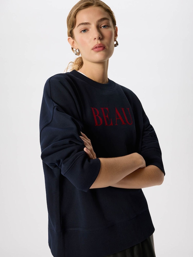 Whistles Blue Beau Logo Sweat Top - Image 2 of 5