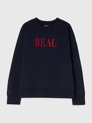 Whistles Blue Beau Logo Sweat Top - Image 5 of 5